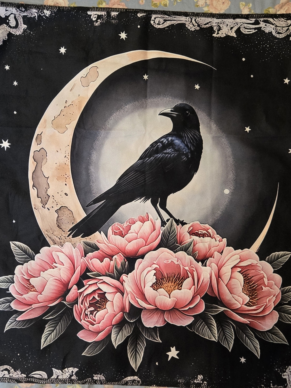 Moonlit Raven Crow Mini Tapestry Tarot Oracle Card Reading Cloth